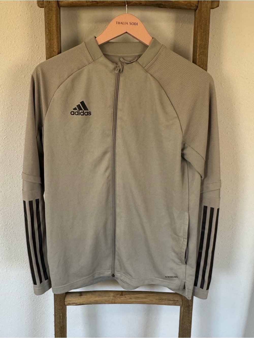 Adidas gray Condivo 20 zip up training jacket featuring the signature
